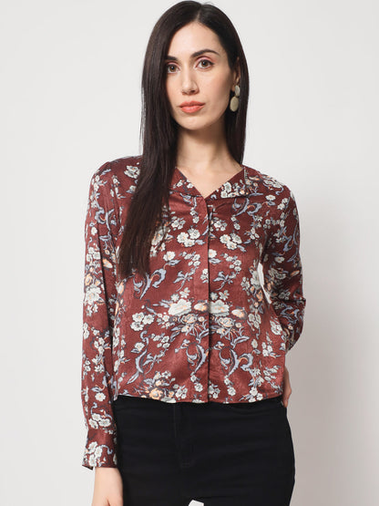 Women Classic Floral Printed Casual Shirt