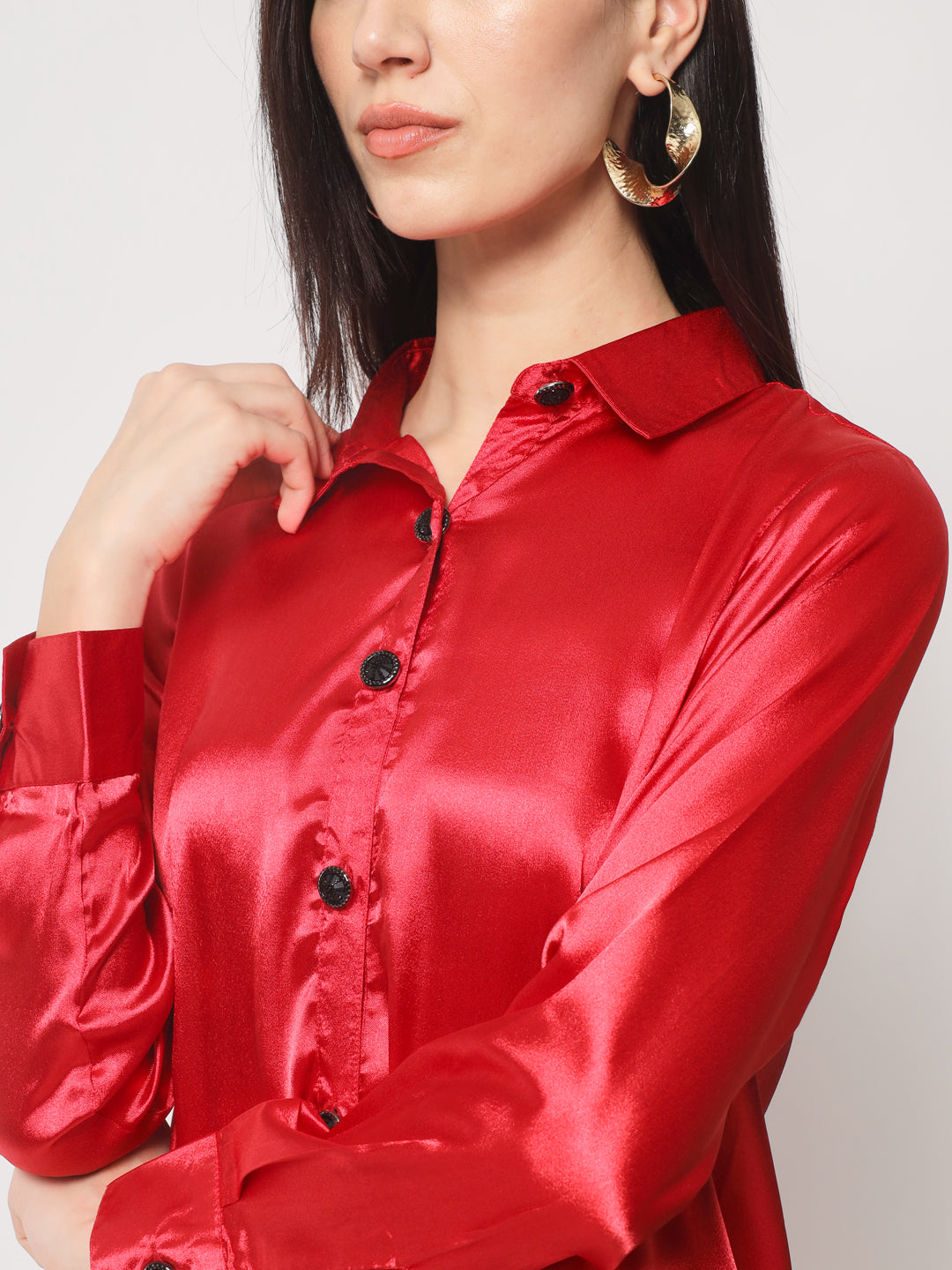 Women Red Classic Slim Fit Casual Shirt