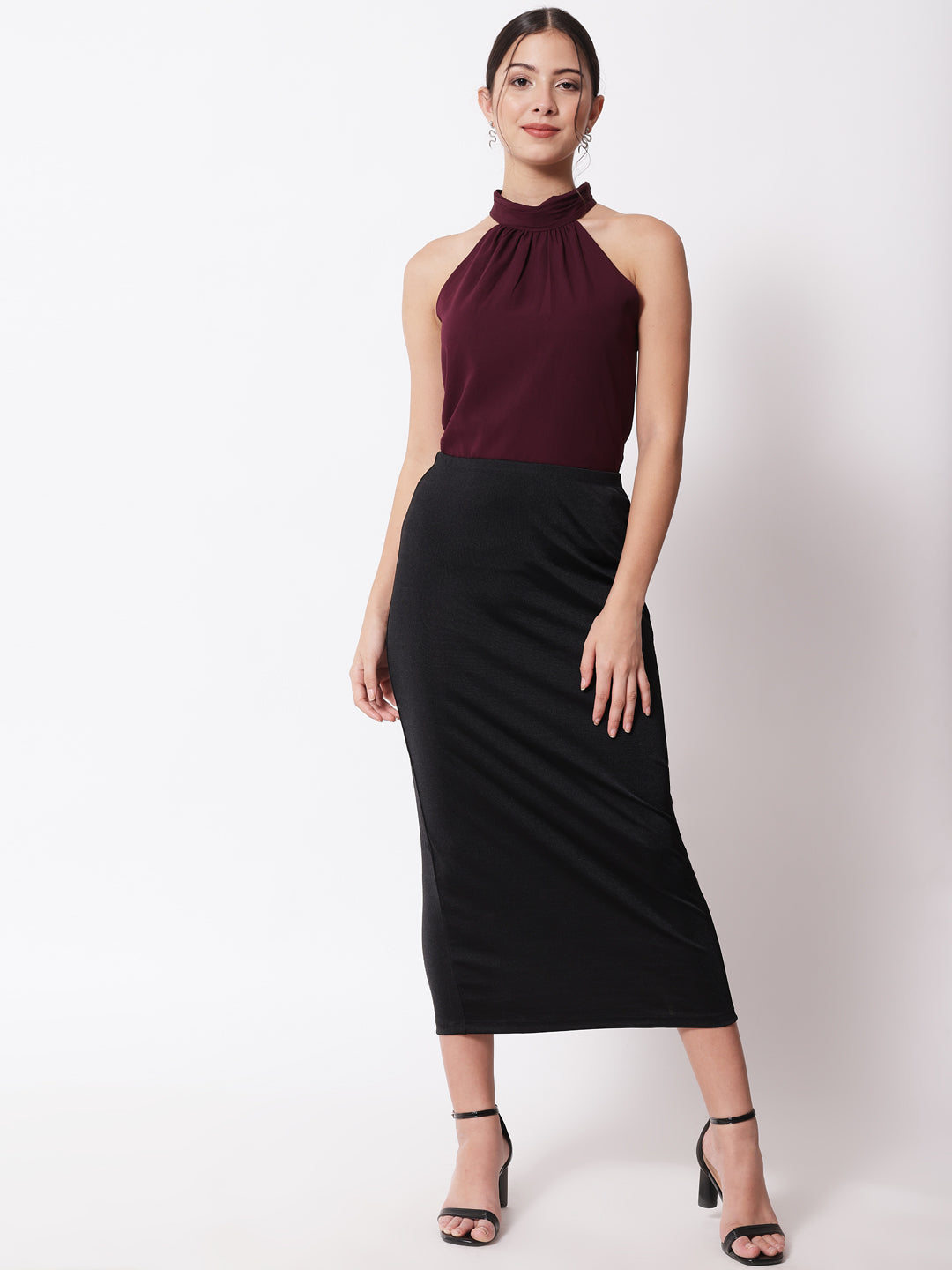 Purple Keyhole Neck Crepe Top