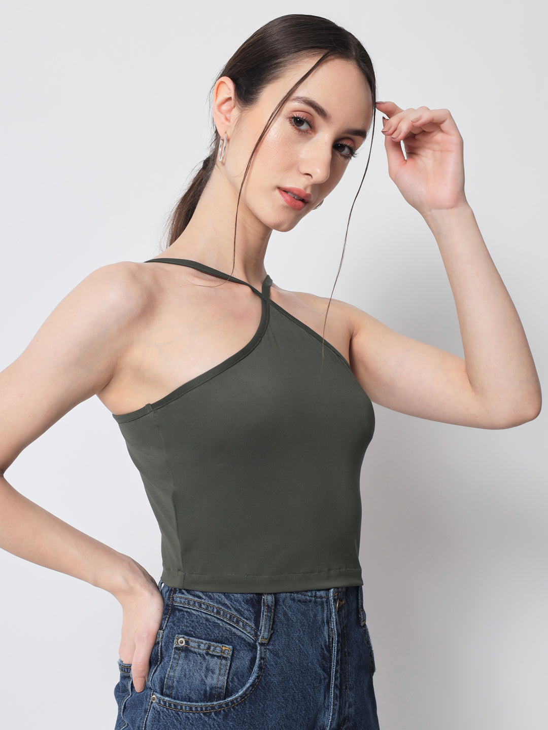 Olive Halter Neck Top