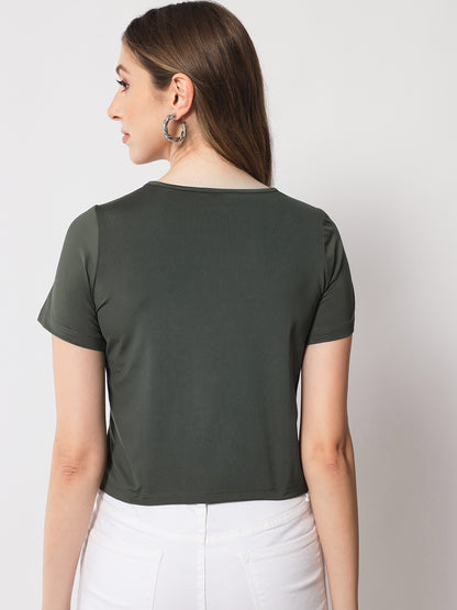 Olive Solid Crop Top