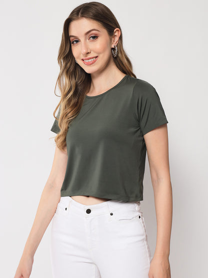 Olive Solid Crop Top