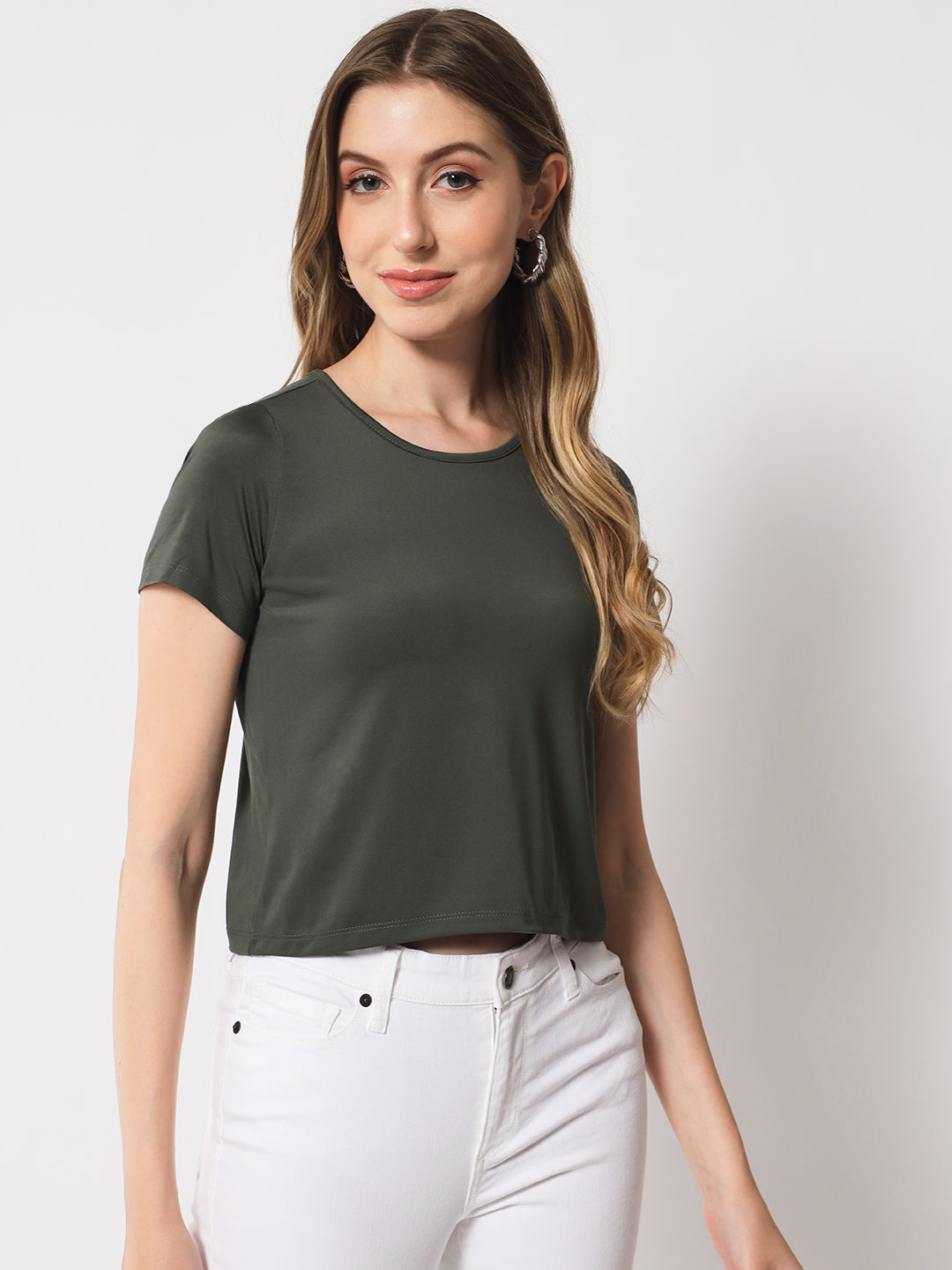 Olive Solid Crop Top