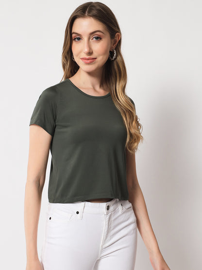 Olive Solid Crop Top