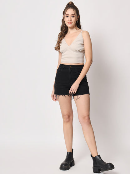 Shoulder Strap Cotton Crop Top