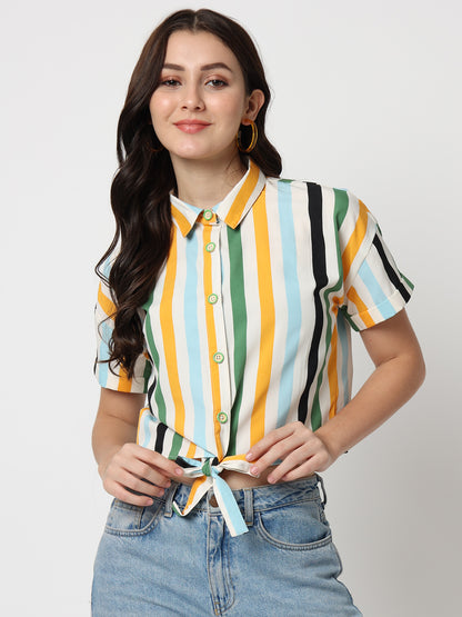 Multi color Striped Styled Back Top