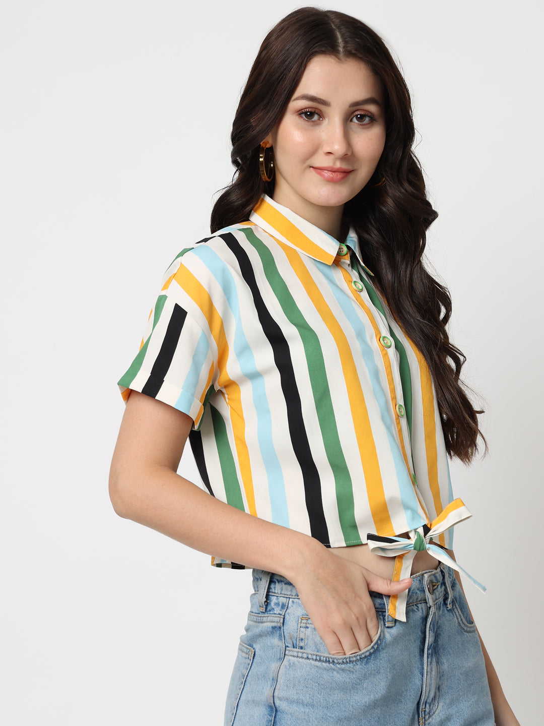 Multi color Striped Styled Back Top