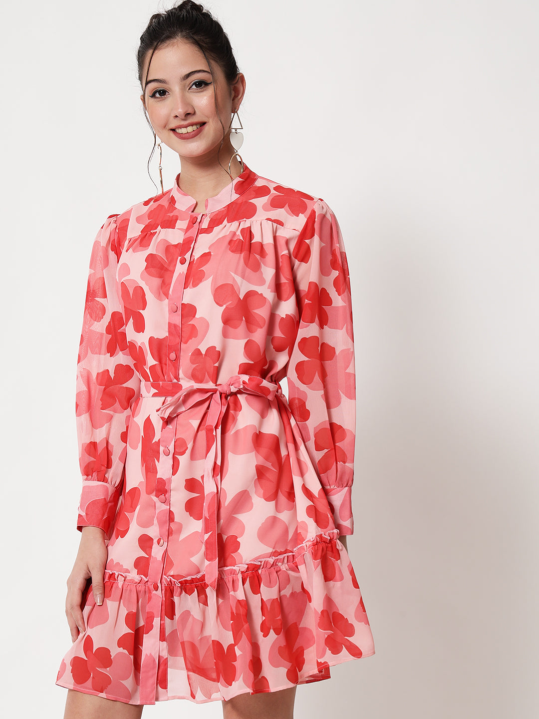 Floral Georgette Shirt Style Dress